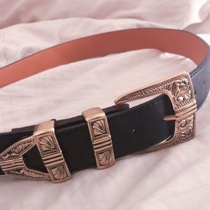 Black gold buckle belt